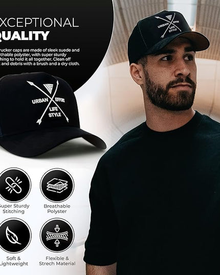 Urban Effort Mesh Back Cap - for Men and Women Baseball Hat 5-Panel Trucker Hat - Great Snapback Closure for Hunting & Hiking