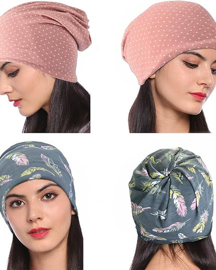 ELLEWIN Cotton Slouchy Beanie Hip-Hop Soft Lightweight Running Beanie Adult Dwarf Hats Chemo Cap for Men Women