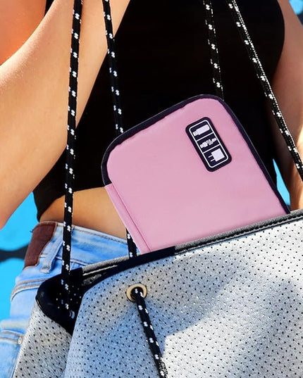 Electronics Travel Organizer,Portable Waterproof Electronic Travel Storage Bag for Small Charging Cord Storage,Charger,SD Card etc,for Travel,Business -Pink Green