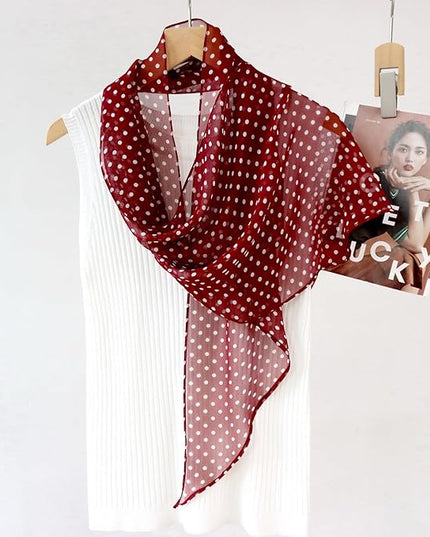 JERLA Women 100% Mulberry silk Scarf Long Large Lightweight Scarves Fashion Women Soft polka dot Print Neckerchief