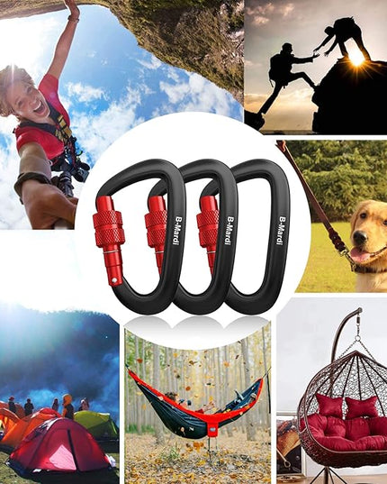 Carabiner Clips Heavy Duty 12kN (2697 lbs)-Lightweight Locking Carabiners for Camping, Hiking, Hammock, Dog Leash Harness, Outdoor and Gym etc, Keychains& Utility