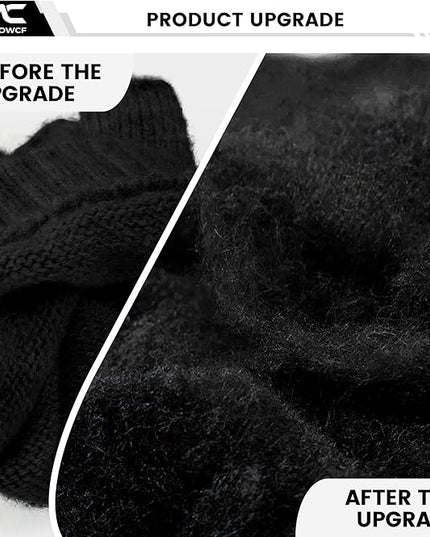Winter Fingerless Gloves for Women Men Warm Knitted Convertible Mittens Flap Cover