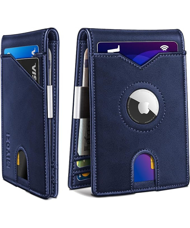 miyozi Airtag Wallet for Men,with Money Clip 11 Cards Slim Front Pocket Leather RFID Blocking Wallet with Gift Box