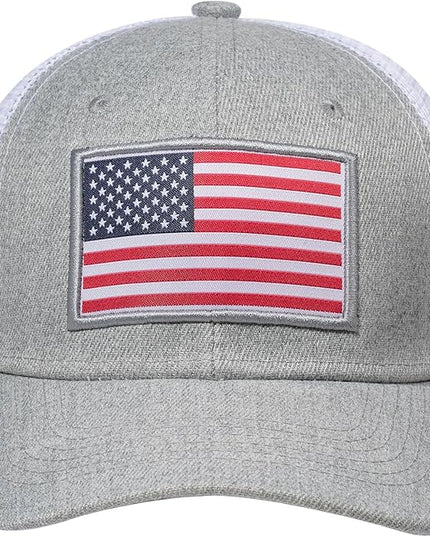 AURR American Flag Trucker Hat, Patriotic Baseball Cap for Men & Women, Breathable Mesh Adjustable Snapback, USA Flag Patch