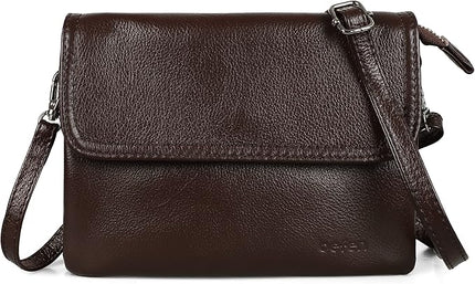 befen Genuine Leather Small Crossbody Bags for Women Cell Phone Bag Cross Body Purses,Silver Zipper