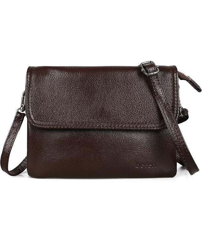 befen Genuine Leather Small Crossbody Bags for Women Cell Phone Bag Cross Body Purses,Silver Zipper