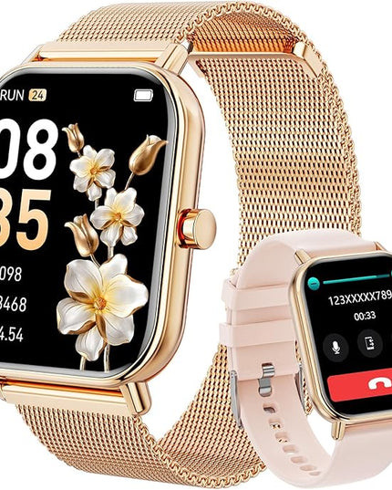Smart Watch for Women Men, Fitness Tracker Watch for Android Phones iPhone Compatible, 1.85" Smart Watches for Women Men, 110+ Sport Modes Smartwatch (2 Strap)