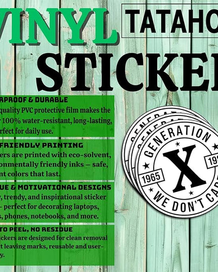 (3Pcs) Generation X We Don’t Care Stickers Funny Sarcastic Quote Humor Motivational Inspirational Gifts Waterproof Vinyl Decals for Kindle Water Bottle Bumper Car Hard Hat Phone Laptop 3"