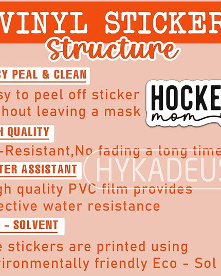 (3PCS) Hockey Mom Stickers – Waterproof Vinyl Decals for Water Bottles, Car, Laptop, Tumbler, Phone Case – Cute Hockey Mom Gift for Moms, Mamas & Grandmas – Size 3" x 1.4"