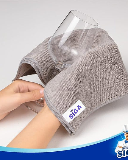 MR.SIGA Microfiber Cleaning Cloth, All-Purpose Microfiber Towels, Streak Free Cleaning Rags, Pack of 12, Grey, Size 32 x 32 cm(12.6 x 12.6 inch)
