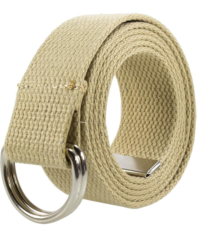 Gelante Canvas Web D Ring Belt Silver Buckle Military Style for men & women 1 or 3 pcs