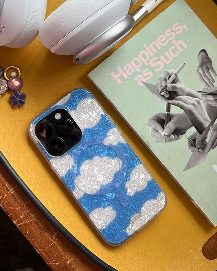 Sonix Protective Phone Case for iPhone 15 Pro Max | Compatible with MagSafe | 10ft Drop Tested | Glitter Clouds | Day Dream