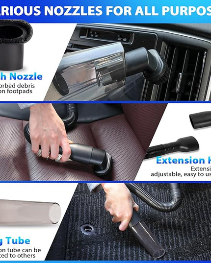 THINKWORK Car Cleaning Kit, Car Detailing Kit Interior Cleaner with High Power Handheld Vacuum, 10Pcs Detailing Brush and Storage Bag, Gray Auto Interior Cleaning Kit for Men