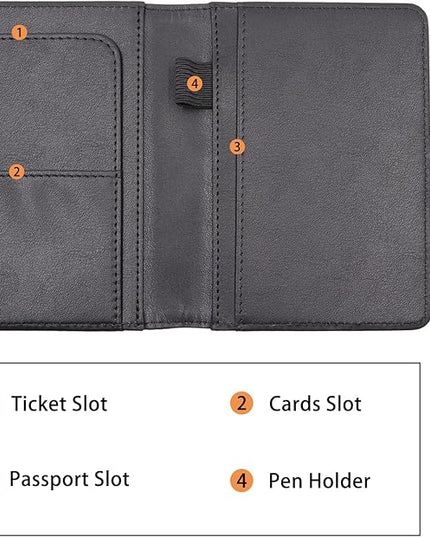 Melsbrinna Premium Leather Passport Holder Covers Case, Waterproof Rfid Blocking Travel Wallet Passport Holder with Pen Holder, Cute Passport Book for Women/Men