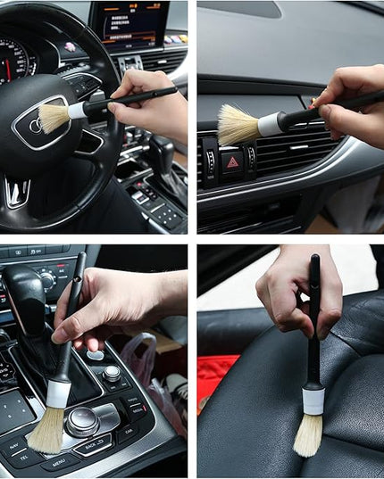10pcs Car Detailing Kit, Premium Detailing Brush Set Includes 5 Soft Car Detailing Brushes, 3 Wire Brush, 2 Air Vent Brush for Cleaning Car Interior and Exterior Detailing, White
