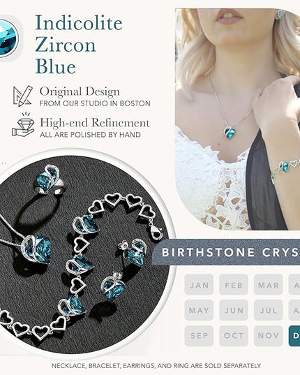 Leafael Infinity Love Heart Link Bracelets, Birthstone or Healing Stone Crystal Bracelet for Women, Silver Tone Jewelry Gifts for Her, 7-inch Chain and 2-inch Extender