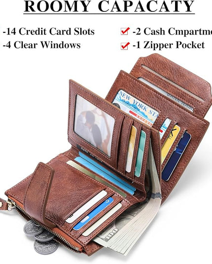 FALAN MULE Small Wallet for Women Leather Bifold Compact RFID Blocking Small Womens Wallet Purse