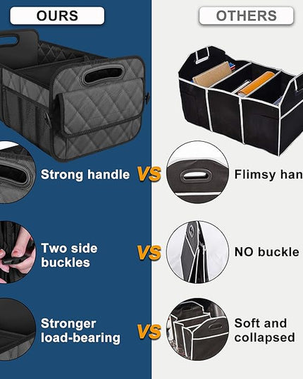 Deosk Car Trunk Organizer for SUV, Car Organizers and Storage with 6 Pocket, Car Accessories for Women/Men 70L Waterproof Polyester Trunk Organizer(Large, Charcoal)