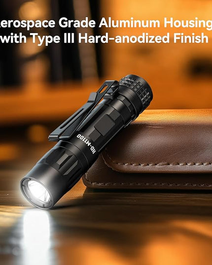 Small EDC Flashlight, 1100 High Lumens Rechargeable Pocket Light, Multi-Mode LED Flashlight with Clip for Everyday Carry and Emergencies