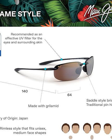 Maui Jim Polarized Men's and Women's Hookipa Rectangular Sunglasses