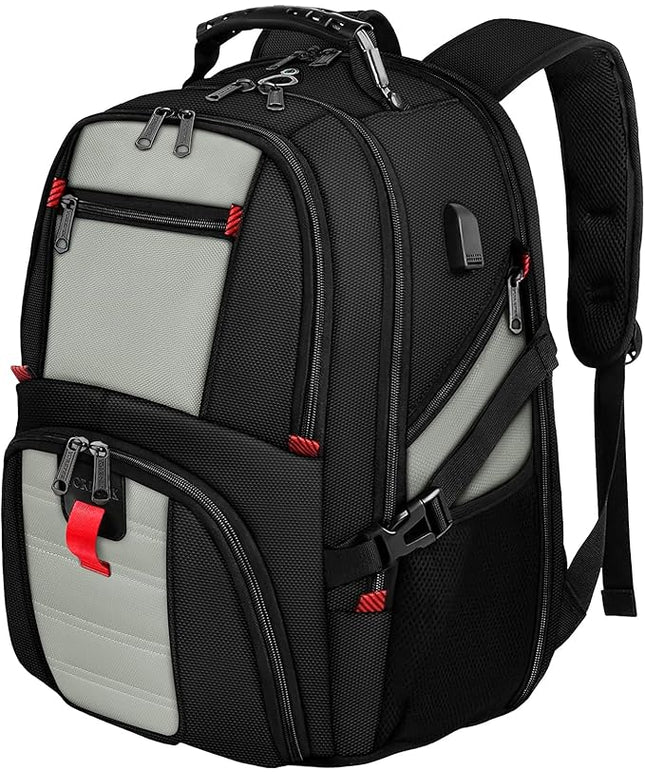 YOREPEK 18.4 Laptop Backpack, Large Backpacks with USB Charger Port, TSA Friendly Flight Approved Weekend Carry on Backpack with Luggage Strap for Men and Women, Grey