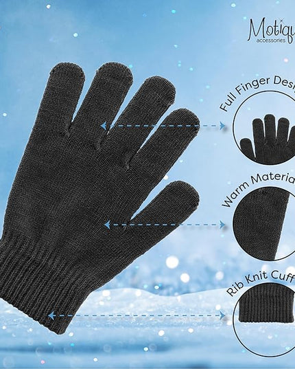 Motique Accessories Ladies Gloves Magic Knit Gloves for Women Solid Colors