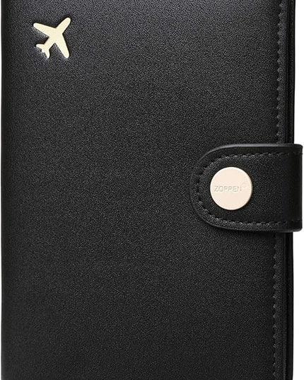 ZOPPEN Passport Holder Women Men, Passport Cover Travel Wallet Rfid Blocking Passport Wallet Cover Case Travel Essentials Document Organizer, Black