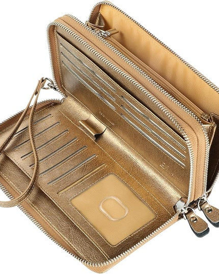 Lavemi Small Compact Women Wallet RFID Blocking Genuine Leather Bifold Purse with ID Windows