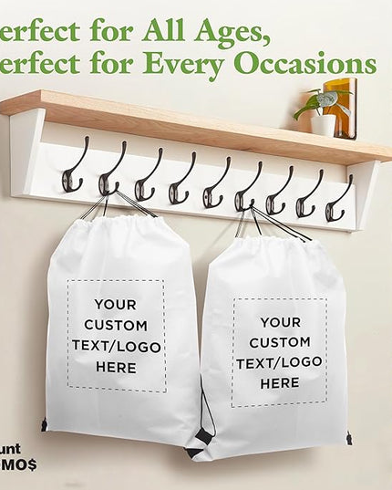 DISCOUNT PROMOS Custom Non-Woven Drawstring Backpacks Set of 10/50/100, Personalized Bulk Pack