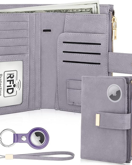 HUANLANG Passport Holder with Airtag for Women/Men, Airtag Passport Wallet for Travel Leather Passport Holder RFID Blocking,Travel Passport Walelt with Credit Card Holder