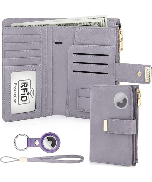 HUANLANG Passport Holder with Airtag for Women/Men, Airtag Passport Wallet for Travel Leather Passport Holder RFID Blocking,Travel Passport Walelt with Credit Card Holder