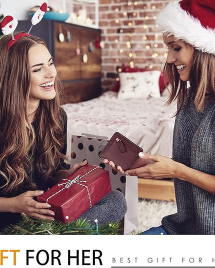 Toughergun Women’s Small Slim Leather Wallet with RFID Protection, Compact Bifold Mini Purse with Clear ID Window
