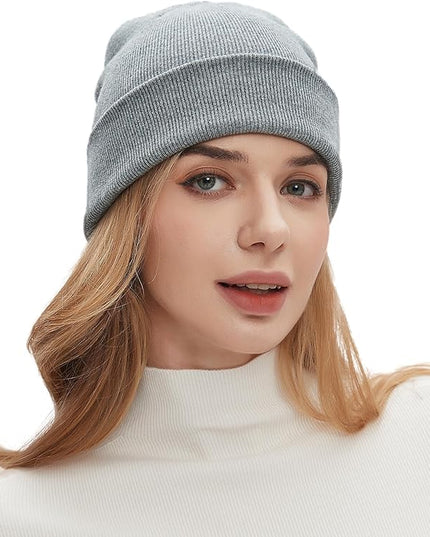 100% Cotton Beanies for Men Women Cotton Hats Soft Warm Unisex Cuffed Plain Skull Hat Autumn Winter Slouchy Knitted Cap