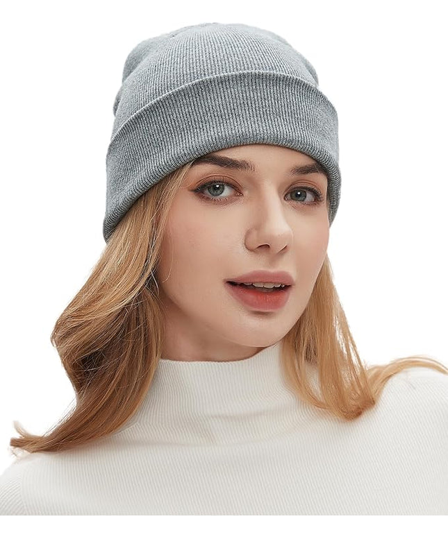 100% Cotton Beanies for Men Women Cotton Hats Soft Warm Unisex Cuffed Plain Skull Hat Autumn Winter Slouchy Knitted Cap