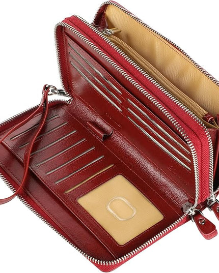 Lavemi Small Compact Women Wallet RFID Blocking Genuine Leather Bifold Purse with ID Windows