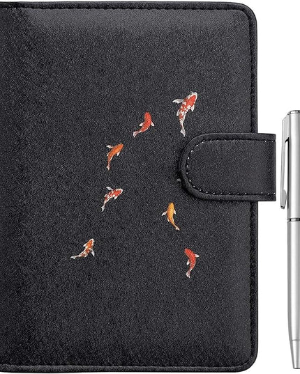WALNEW Passport Holder for Travel, RFID Passport Cover Wallet for Women Men, PU Leather Passport Book Card Holder Case with Pen (Buckle Closure, Buckle-Carp)
