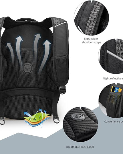 Travel Backpack For Men, Business Laptop Backpack With USB Charging Port, Fits 15.6" Computer, Black