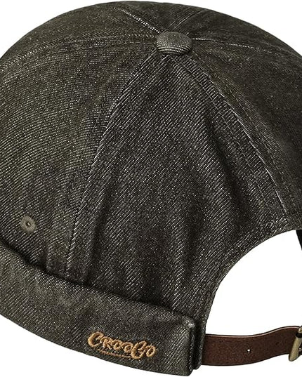 Croogo Denim Docker Hat Fashion Brimless Beanie Hat Retro Worker Skull Cap Rolled Cuff Sailor Cap Hip Hop Dancing Watch Cap