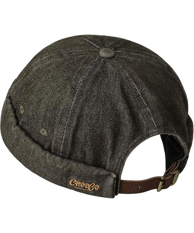 Croogo Denim Docker Hat Fashion Brimless Beanie Hat Retro Worker Skull Cap Rolled Cuff Sailor Cap Hip Hop Dancing Watch Cap