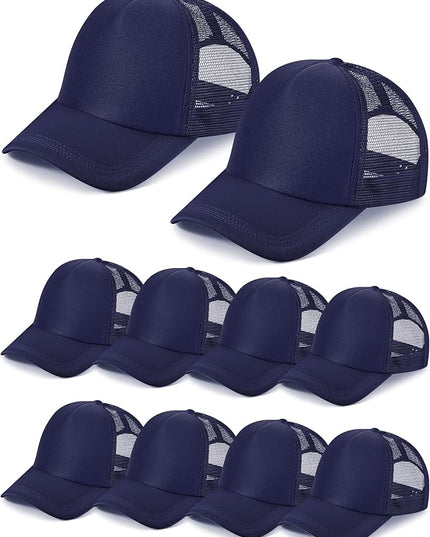 10 Pcs Sublimation Blank Trucker Hats Bulk Mesh Baseball Cap Polyester Mesh Trucker Hat for Men and Women