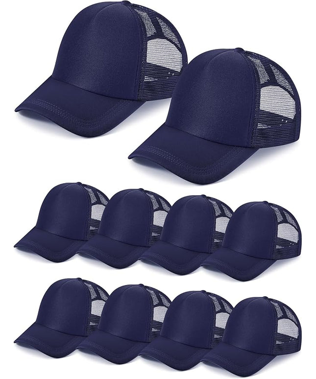 10 Pcs Sublimation Blank Trucker Hats Bulk Mesh Baseball Cap Polyester Mesh Trucker Hat for Men and Women