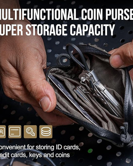 ONETIGRIS Front Pocket Wallet with Zippers Tactical Small Coin Purse Nylon Minimalist Wallet for Men Women