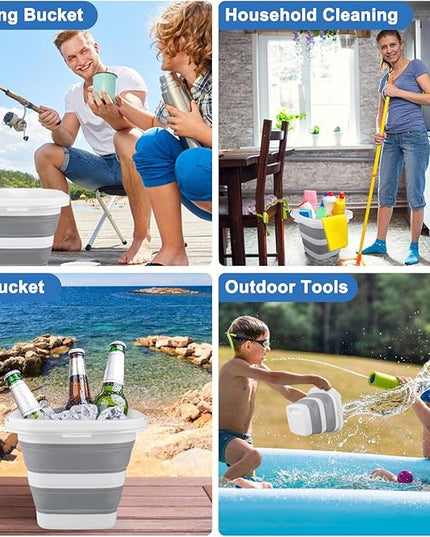 Car Wash Bucket 5L, Collapsible Bucket for Cleaning Supplies, Folding Mop Buckets Water Storage Containers for Camping Gardening Finishing Beach Outdoor RV Sink Wash Basin Ice Tub Swamp Emergency Prep