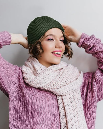 ROYBENS Swag Wool Knit Cuff Short Fisherman Beanie for Men Women, Winter Warm Hats