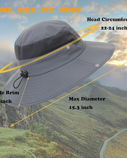 Sun Hat for Men Women UPF 50+ Fishing Hats Waterproof Wide Brim Boonie Bucket Hat for Safari Beach Hiking Garden