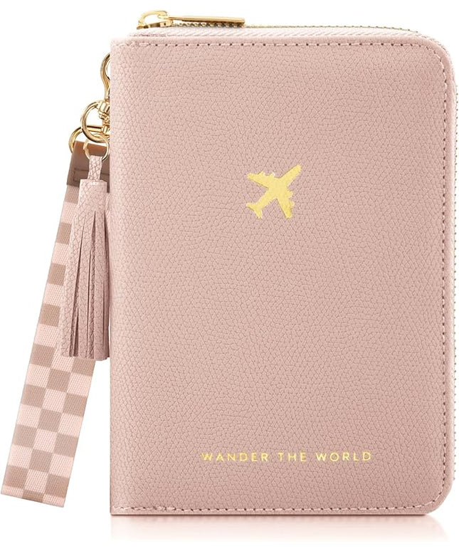 Beautiful Passport Holder for Travel with Wristlet Strap - All-in-One Wallet for Women with Card Slots and Tassel Keychain - Perfect Case to Keep Your Travel Documents Organized & Safe