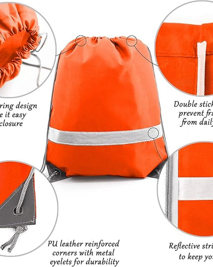 BeeGreen Drawstring Backpack Bags 20,30,50 Packs Reflective String Bags for Gym Sport Trip Cinch Sack DIY for Women Men
