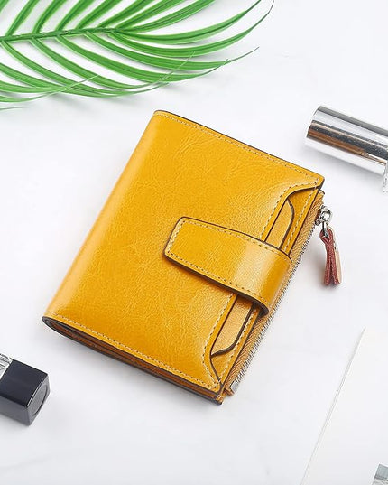 Lavemi Small Compact Women Wallet RFID Blocking Genuine Leather Bifold Purse with ID Windows