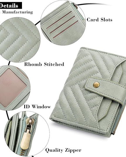 FALAN MULE Small Wallet for Women Leather Bifold Compact RFID Blocking with ID Window