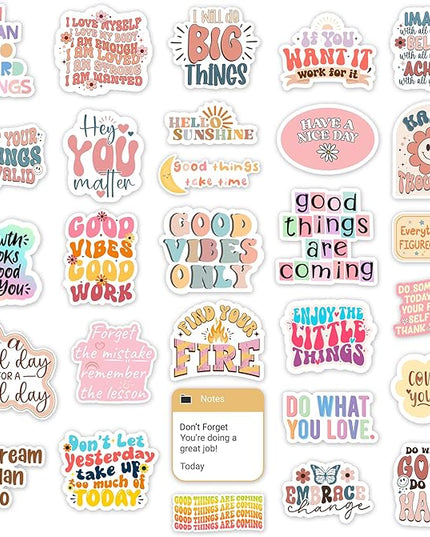 300PCS Motivational & Affirmation Stickers – for Vision Board, Positive Inspirational Decals for Water Bottles, Laptops, Planners, Journals, Scrapbooks & Teachers